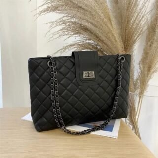 Black quilted flap handbag