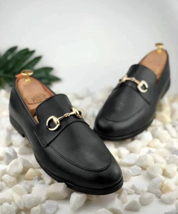 Black leather loafer