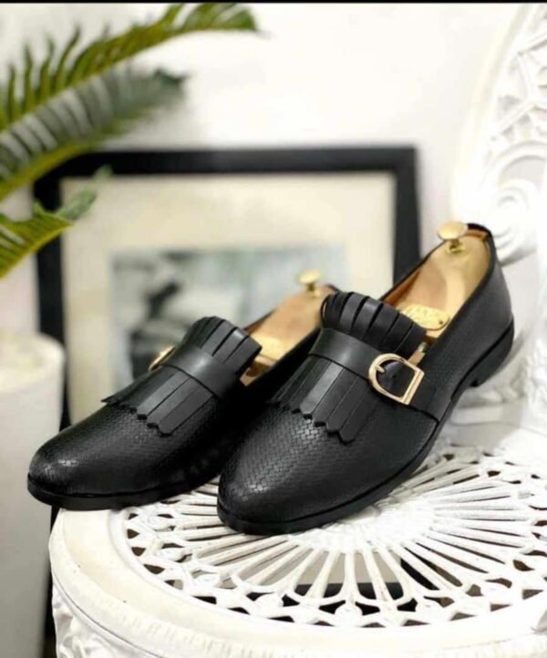 Black leather loafer